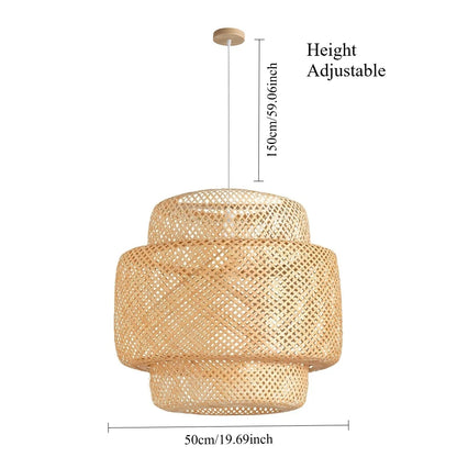 Bamboo Pendant Light - Hand-Woven Rattan Hanging Lamp in 30/40/50CM for Farmhouse Dining, Living, and Bedroom Decor