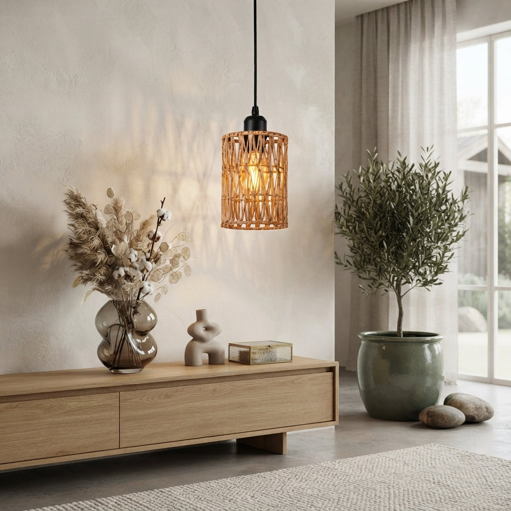 Suspension en fibres naturelles tressées – Design chaleureux