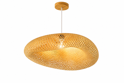 Hand-Woven Bamboo Birds Nest Chandelier - Creative Wave Hat Pendant Light for Hot Pot Restaurants and Hotels (No Bulb Included)