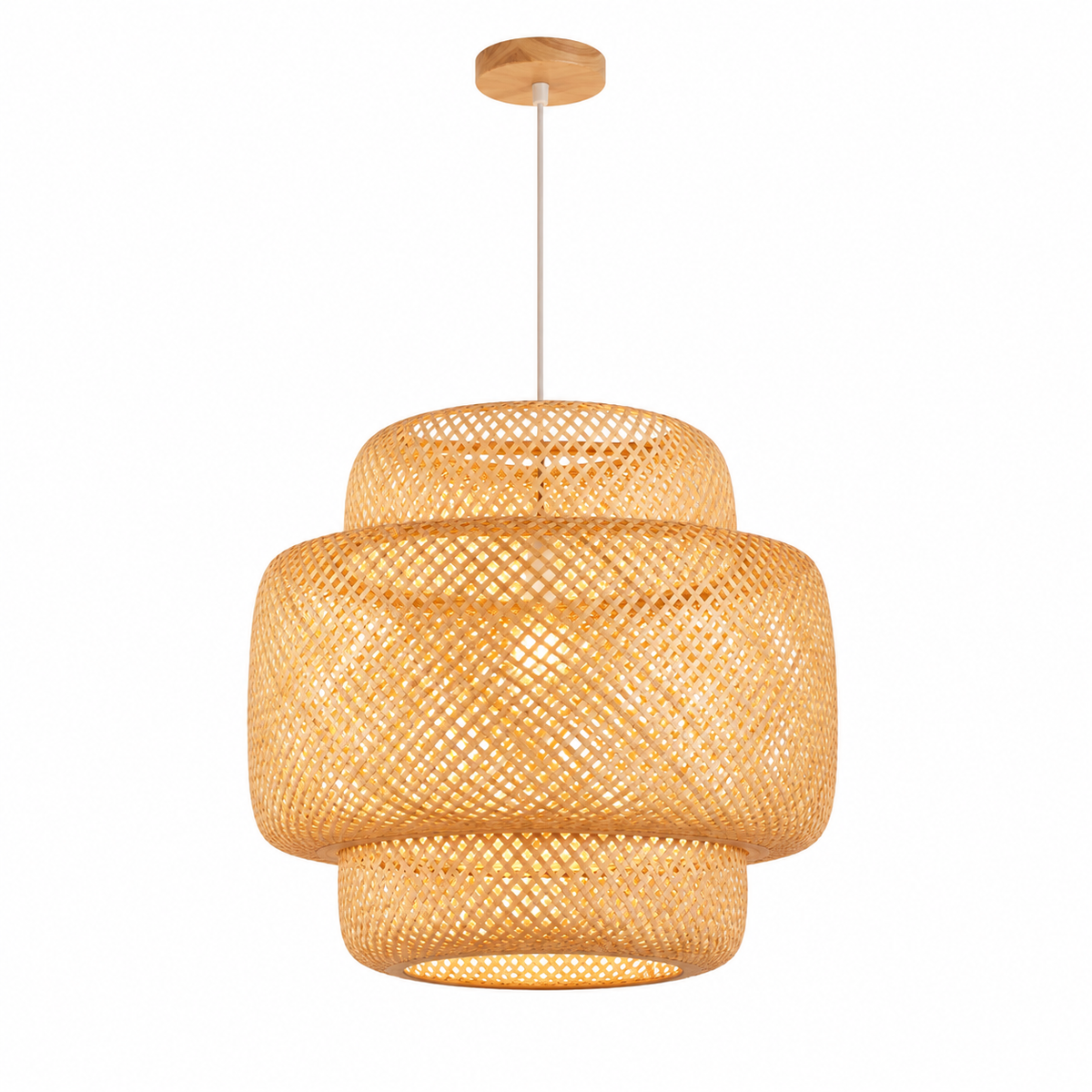 Bamboo Pendant Light - Hand-Woven Rattan Hanging Lamp in 30/40/50CM for Farmhouse Dining, Living, and Bedroom Decor