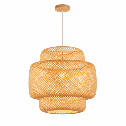 Bamboo Pendant Light - Hand-Woven Rattan Hanging Lamp in 30/40/50CM for Farmhouse Dining, Living, and Bedroom Decor