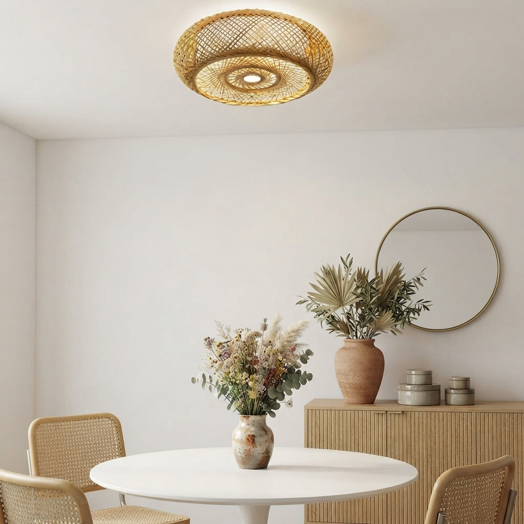 Plafonnier en bambou tressé – Design naturel