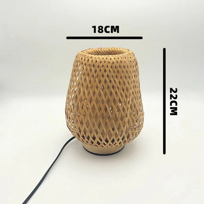 Handcrafted Bamboo-Woven Table Lamp for Bedroom and Study - Elegant Bamboo-Style Design and Warm Decorative Accent