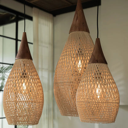 Vintage Rotin Suspension Tissé Lustre En Osier Pour Salle À Manger Salon Table À Manger LED Plafond Suspension Lampe E27