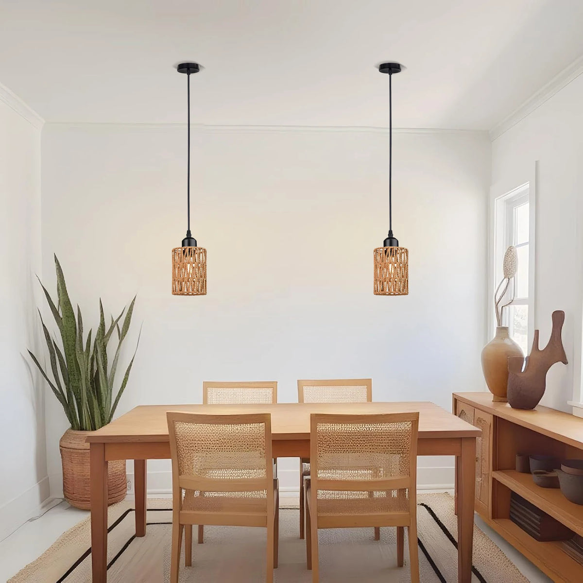 American Imitation Hemp Rope Rattan Hand-Woven Ceiling Light Fixture in Southeast Asian Style for Restaurants and Hotels