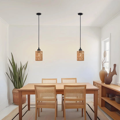 American Imitation Hemp Rope Rattan Hand-Woven Ceiling Light Fixture in Southeast Asian Style for Restaurants and Hotels