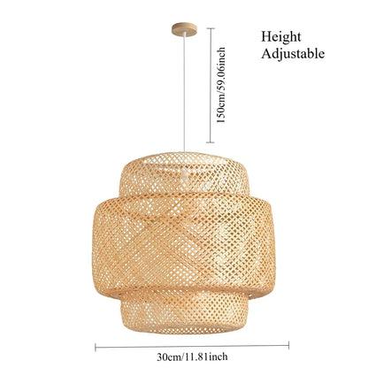 Bamboo Pendant Light - Hand-Woven Rattan Hanging Lamp in 30/40/50CM for Farmhouse Dining, Living, and Bedroom Decor
