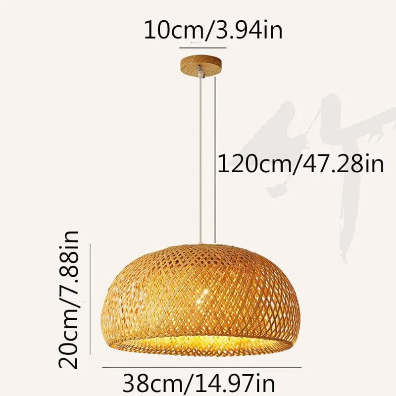 Suspension en bambou tressé – Forme demi-lune
