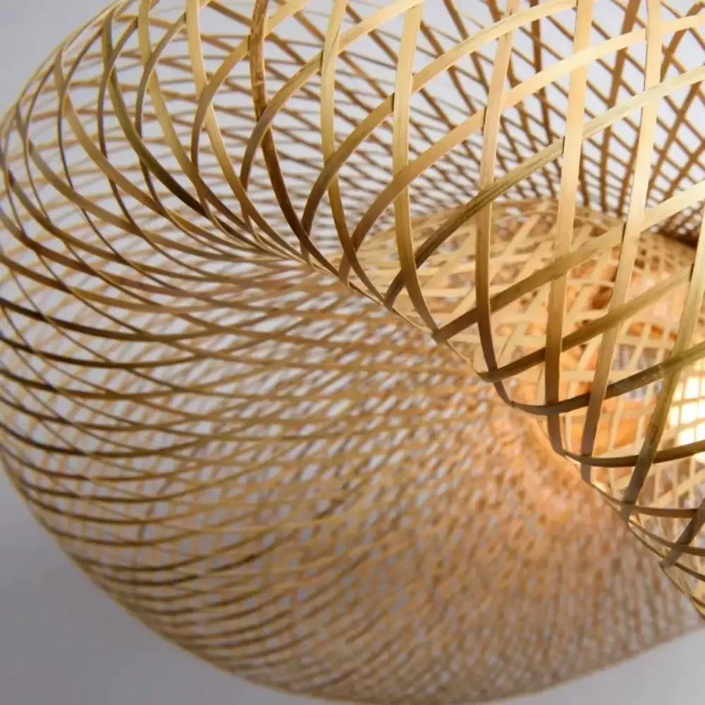 Hand-Woven Bamboo Birds Nest Chandelier - Creative Wave Hat Pendant Light for Hot Pot Restaurants and Hotels (No Bulb Included)